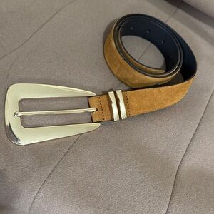 ZARA Tan Suede Belt with Silver Buckle